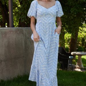 Durban Maxi Dress | Dusty Blue Print