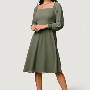 Elise Short Dress | Dark Sage