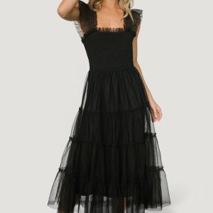 Emma Smocked Tulle Dress | Black