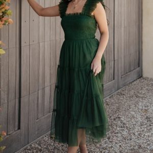 Emma Smocked Tulle Dress | Green