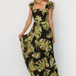 Encinitas Maxi Dress | Tropical Green + Black