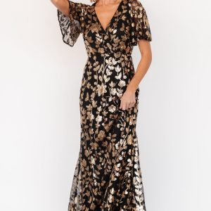 Esme Sequin Dress | Black + Gold