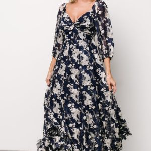 Estefania Maxi Dress | Navy + Off White Floral
