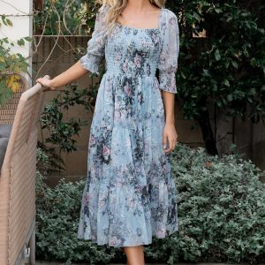 Fabian Jacquard Midi Dress | Light Blue Multi