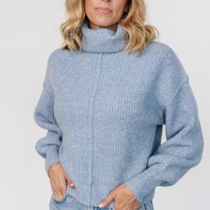 Frannie Knit Turtleneck Sweater | Blue