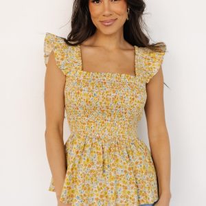 Ida Peplum Top | Golden Multi Floral