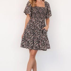 Idera Short Dress | Black Floral