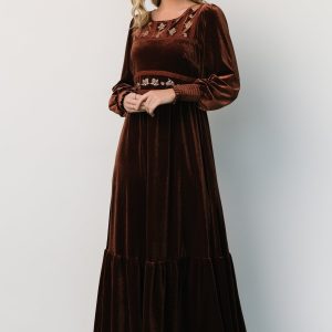 Ingrid Velvet Maxi Dress | Chocolate