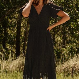 Jackie Eyelet Maxi Dress | Black