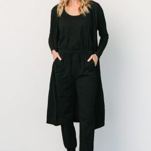Janae Jumpsuit + Cardigan Set | Black