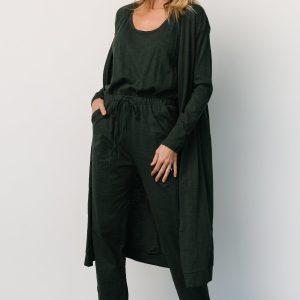 Janae Jumpsuit + Cardigan Set | Dark Green