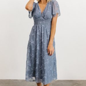 June Smocked Midi Dress | Blue