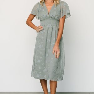 June Smocked Midi Dress | Eucalyptus
