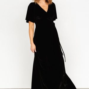 Katelyn Velvet Maxi Wrap Dress | Black