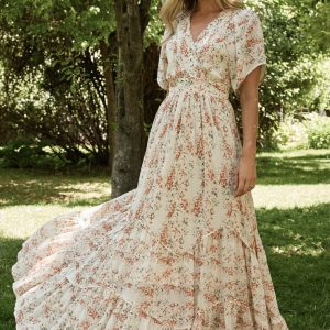 Katherine Maxi Dress | Cream + Rust Floral