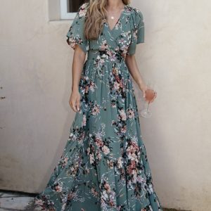 Katherine Maxi Dress | Dusty Green Floral