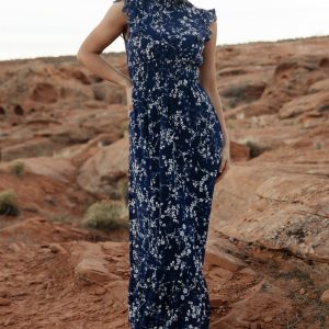Kearny Ruffle Maxi Dress | Blue Floral