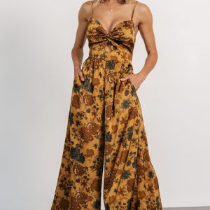 Khloe Wide Leg Jumpsuit | Gold Multi