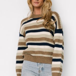 Kira Striped Sweater | Navy + Sage Multi