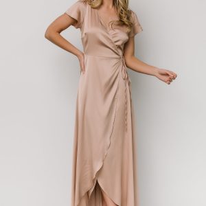 Krystal Satin Wrap Gown | Champagne