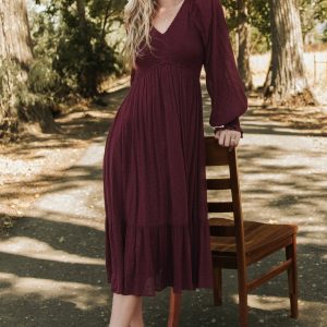 Lainey Smocked Dotted Midi Dress | Mulberry