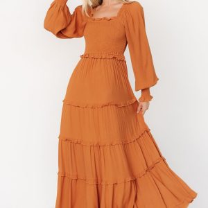 Lana Smocked Maxi Dress | Camel