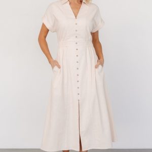 Larah Button Dress | Natural
