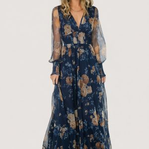 Layla Tulle Maxi Dress | Blue + Golden Floral