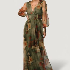 Layla Tulle Maxi Dress | Olive + Rust