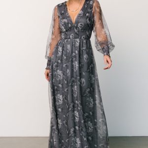 Layla Tulle Maxi Dress | Slate Floral