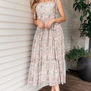 Lelisa Shoulder Tie Dress | Cream Floral
