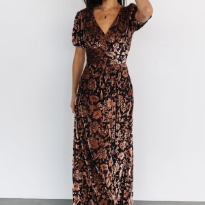 Leslie Velvet Maxi Dress | Black + Bronze