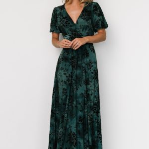 Leslie Velvet Maxi Dress | Jade + Black