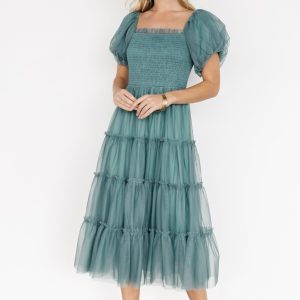 Liv Tulle Midi Dress | Eucalyptus