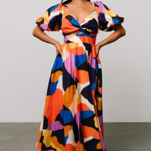 Lola Midi Dress | Rust + Navy Multi