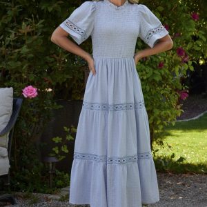 Loveland Geo Lace Maxi Dress | Light Blue