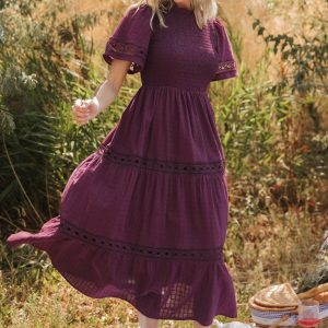 Loveland Geo Lace Maxi Dress | Mulberry
