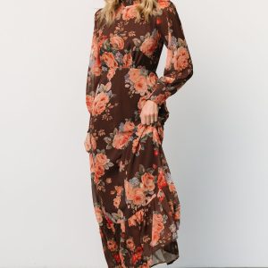 Luciana Maxi Dress | Brown Floral
