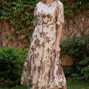 Lucy Sequin Dress | Rose Gold