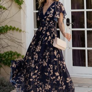 Lynlee Metallic Maxi Dress | Navy