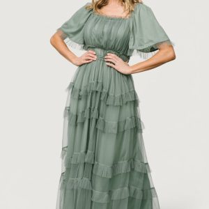 Magdalena Tulle Maxi Dress | Eucalyptus