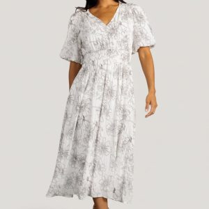 Makenna Midi Dress | Off White Print