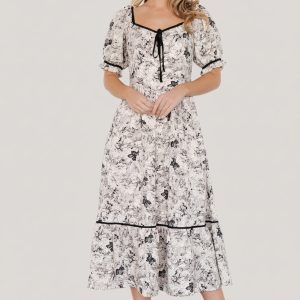 Mariana Midi Dress | Cream + Black Floral