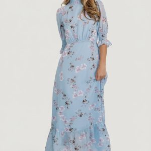 Marie Mock Neck Maxi Dress | Sky Blue Floral