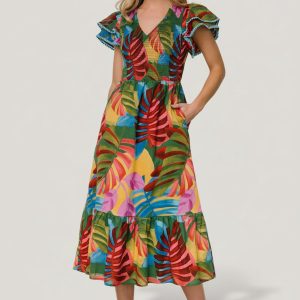 Marielle Smocked Midi Dress | Multi Print