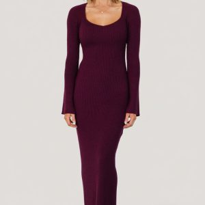 Marika Ribbed Dress | Wine