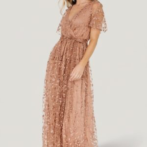 Marseille Embossed Maxi Dress | Nude Rose