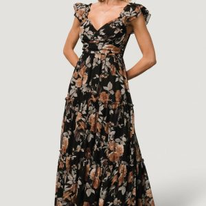 Martina Maxi Dress | Black + Copper Floral