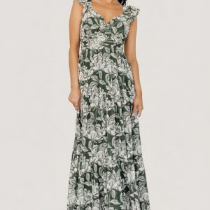 Martina Maxi Dress | Green + White