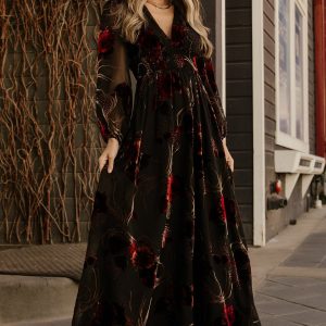 Mikla Maxi Dress | Black Multi